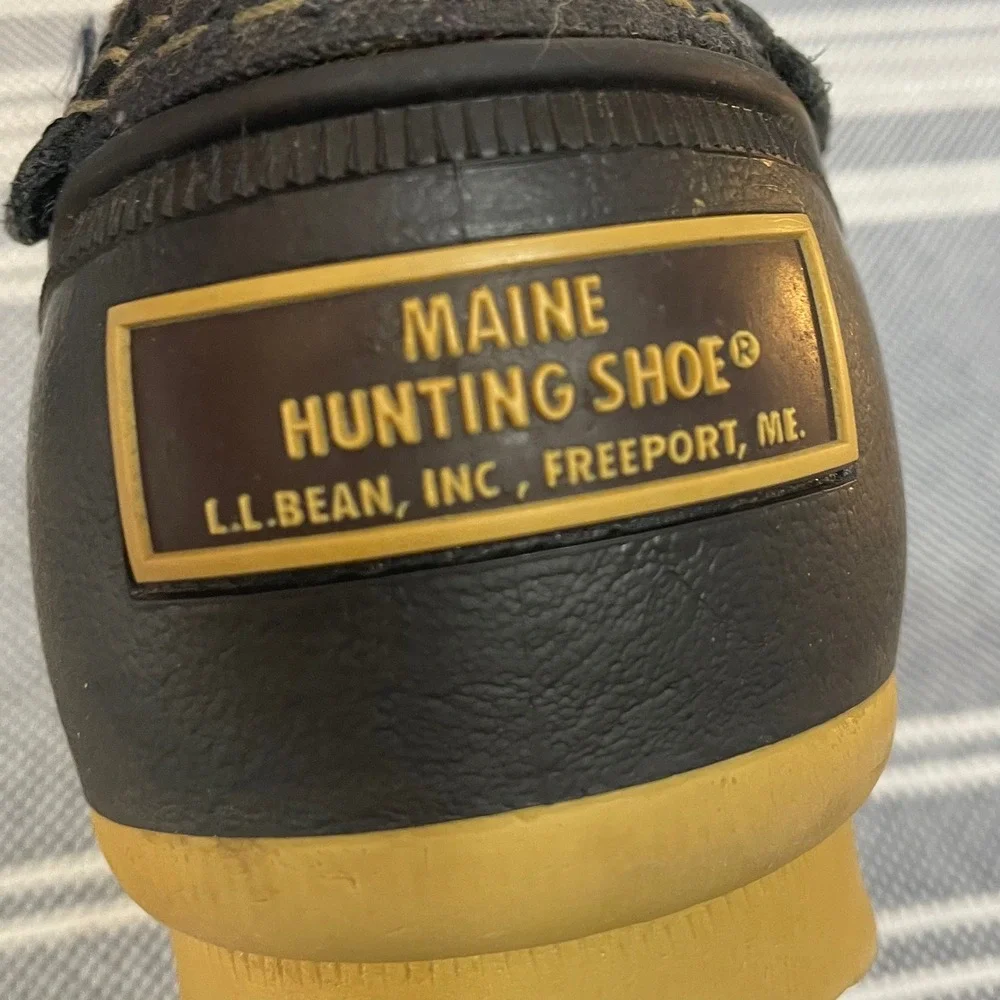 LL Bean Signature Maine Hunting Shoe Black Waxed Canvas Duck Boots Women 7 M
